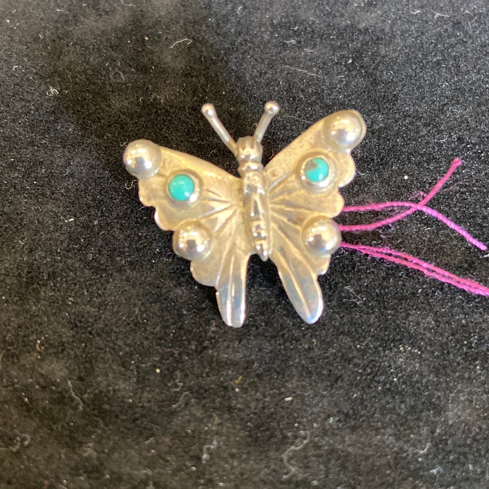 Vintage Sterling Butterfly with Turquoise embellishment